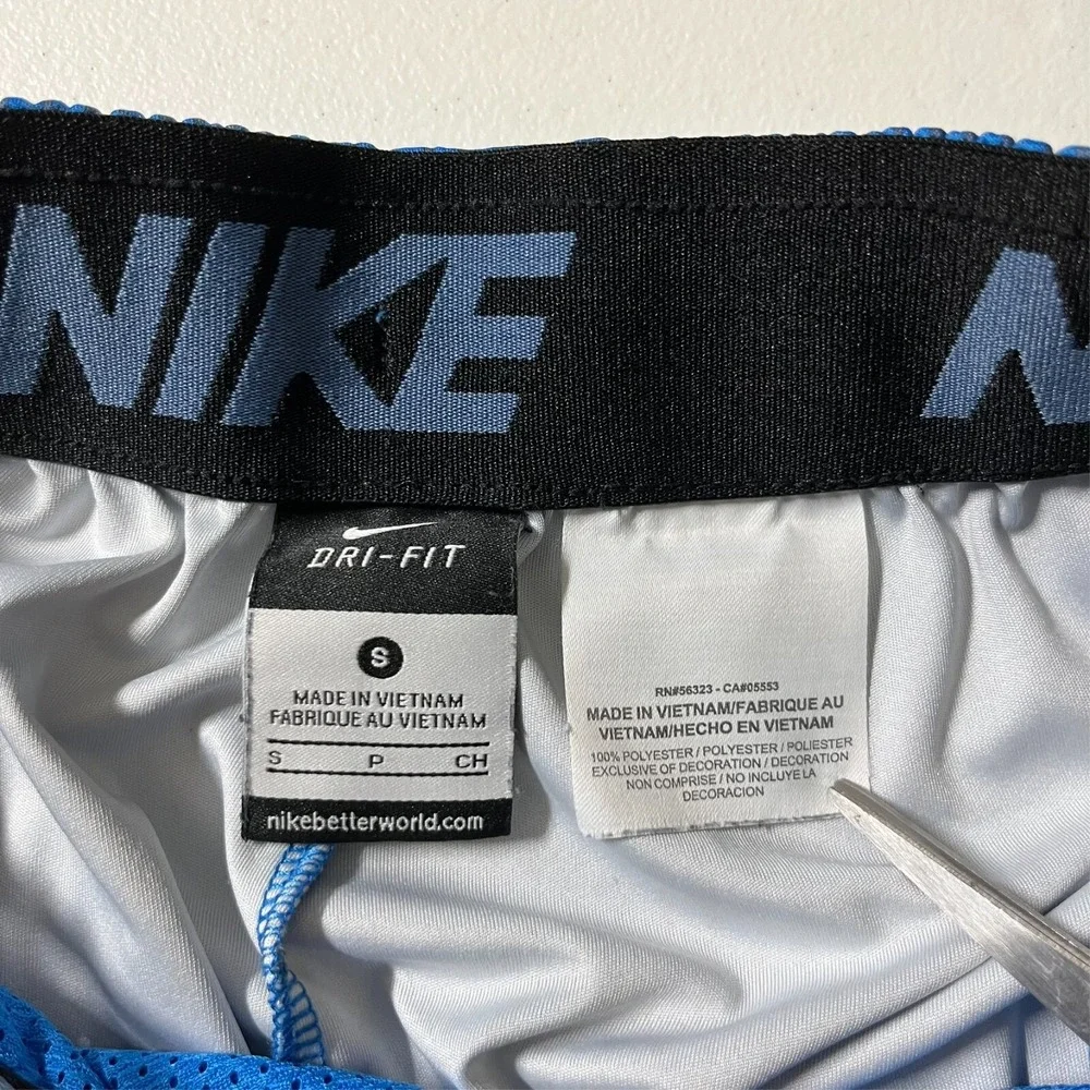 Nike Mens Dri-FIT Basketball Shorts Blue Graphic Swoosh 848790-435 Small
